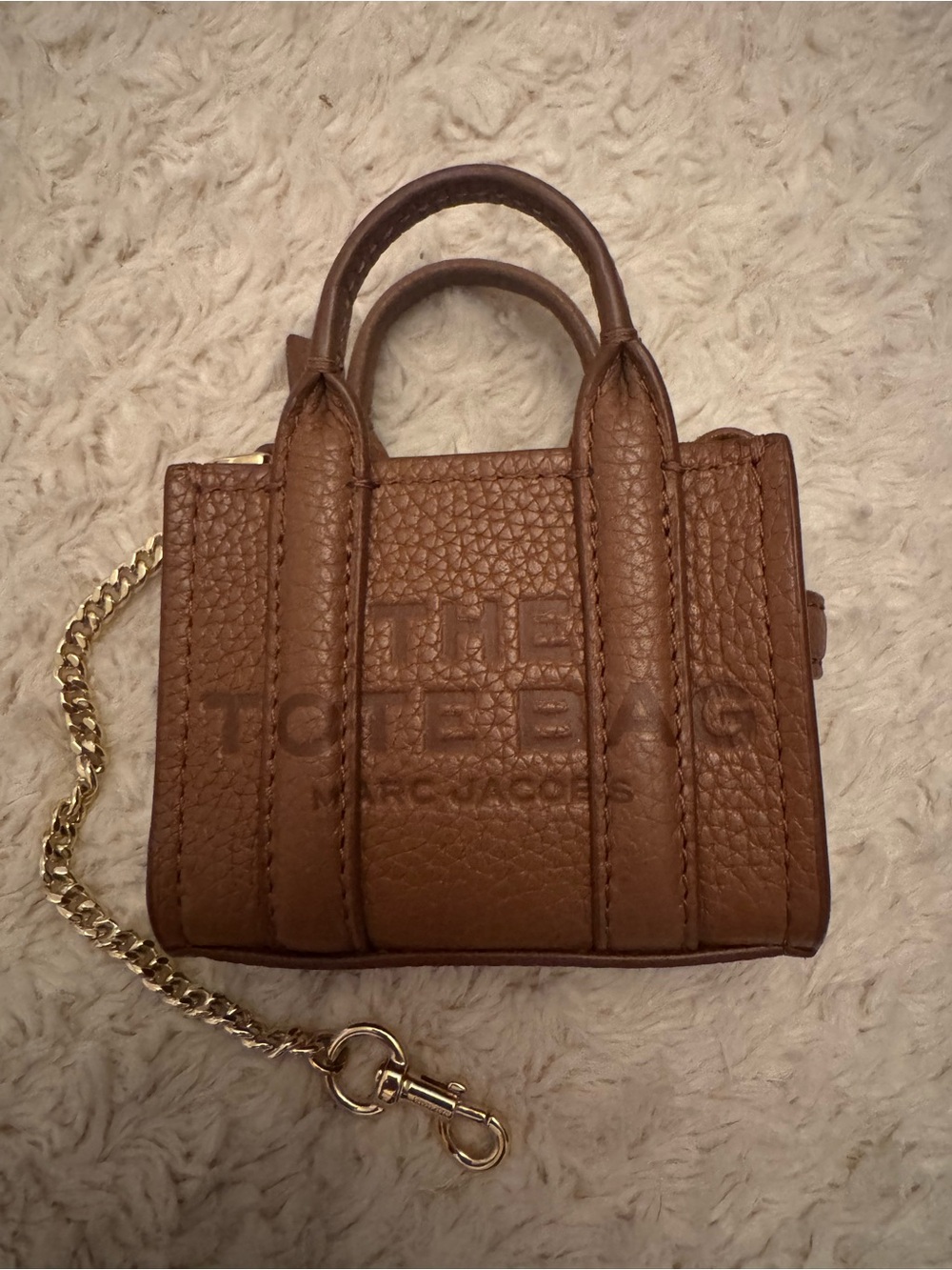 Marc Jacobs The Nano Tote Bag Charm in Brown Leather